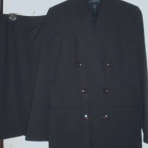 LIZ CLAIBORNE Dark Brown 2 Pc. sz 10 Double Breasted Career Blazer Skirt SUIT